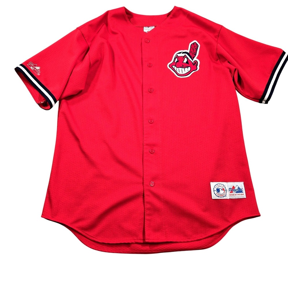 Vintage Cleveland Giants Jersey Mens Large Red MLB Baseball Majestic Made USA